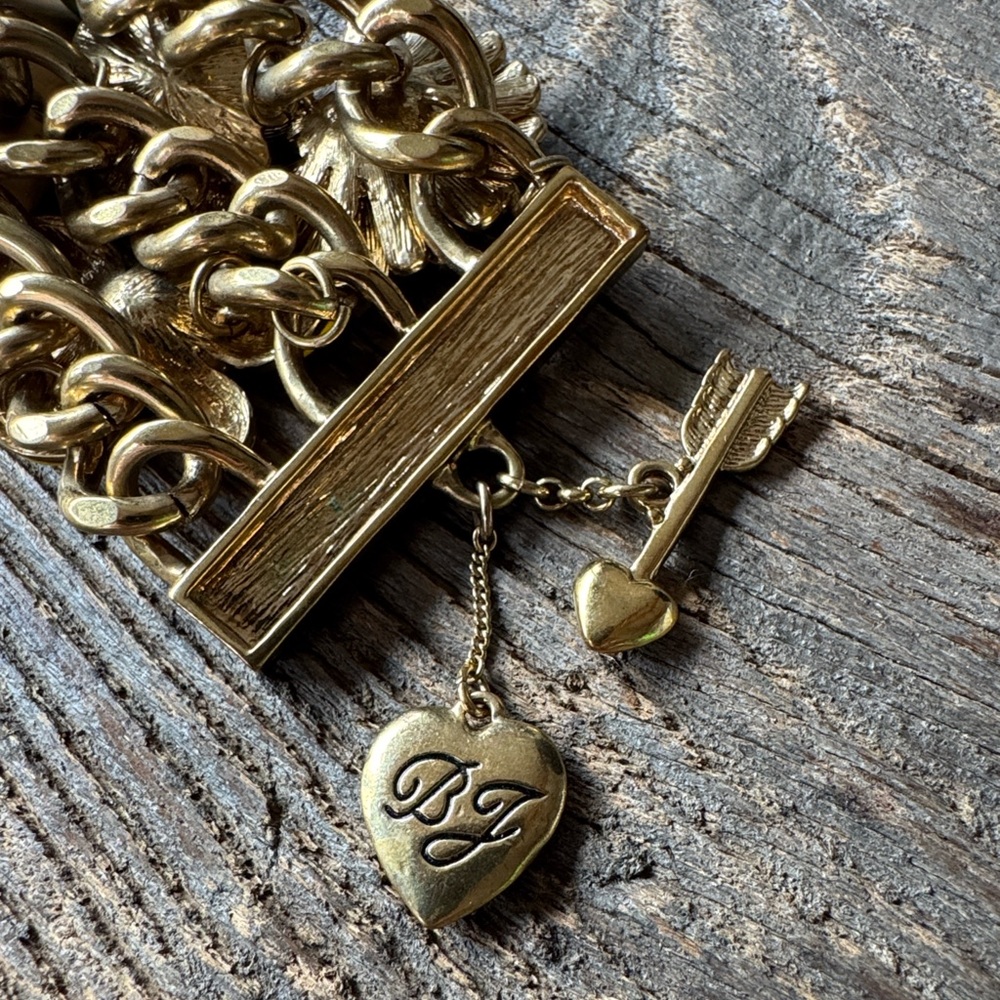 Betsey Johnson Garden Party articulating enamel floral gold chain bracelet - Picture 8 of 9